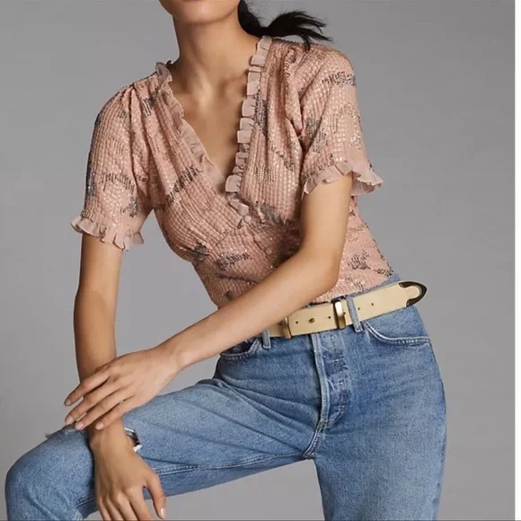 Anthologies Sequin V-Neck Alluring & Stylish Top - Picture 2 of 8